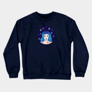 Aquarius girl with blue hair Crewneck Sweatshirt